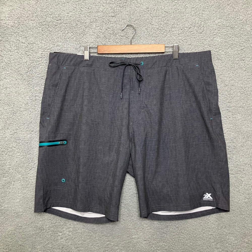 NWT ZeroXposur Swim Trunks Men XXL Gray Stretch UPF 50‎ 9" Inseam Board Shorts